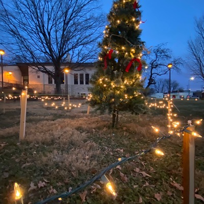 AUMC partnered with the library to display a lighted meditation path of healing.
