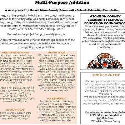 The Multi-Purpose Addition project will benefit our students greatly!!