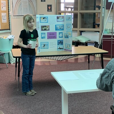 Project Talks- 4-Her presenting her research on Arctic animals at County 4-H Day