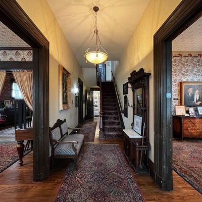 Entry hall of AEBM looking toward the stairs