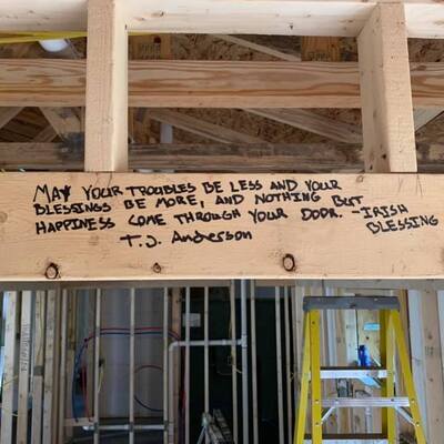 Blessing of the Boards - a Habitat for Humanity tradition.