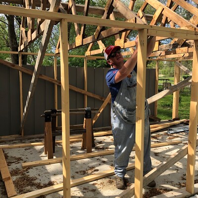 Shed construction at one of our Extreme Neighborhood Makeover events.