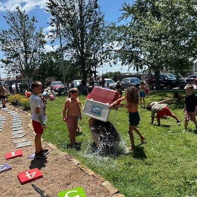 Water balloon fight in Monet's Garden