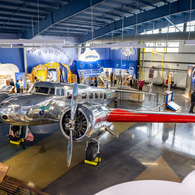 View of the Lockheed Electra 10-E from the mezanaine level of the museum.